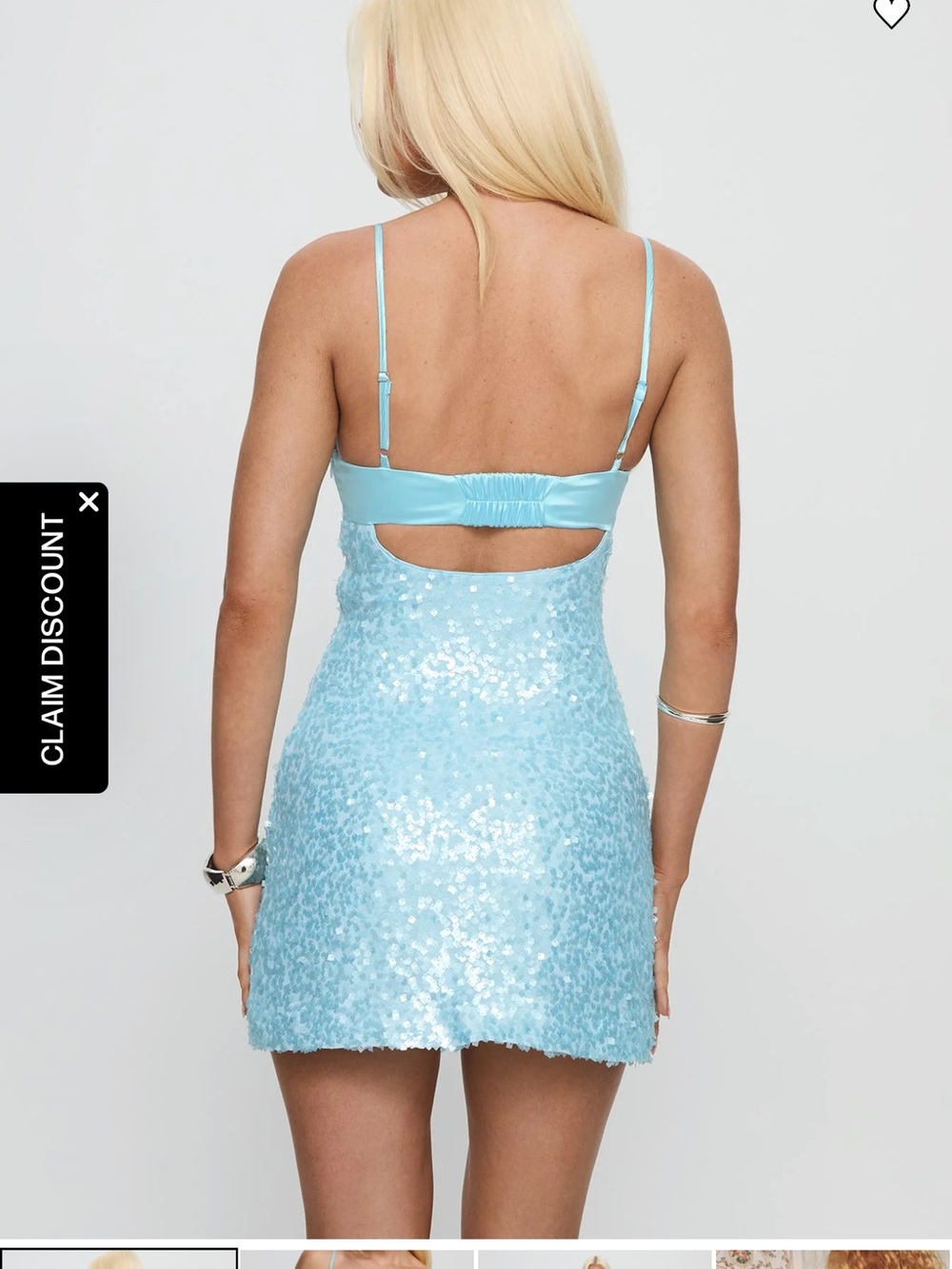 Princess Polly Light Blue Sequin Mini Dress with Satin Bust size 4 - Picture 3 of 10